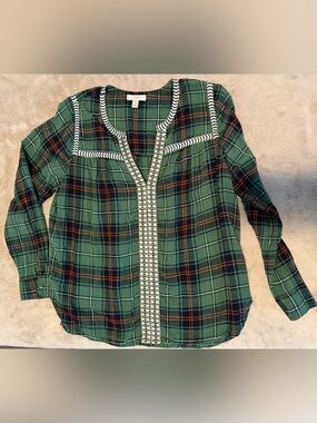 J. Crew Green Plaid Blouse sz 4